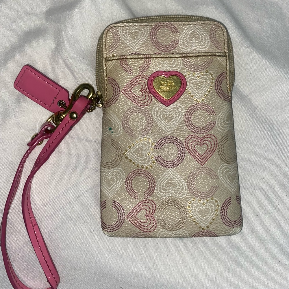 Beige Coach Ipod Wristlet